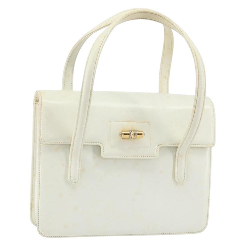 GUCCI Hand Bag Leather White Gold Auth 154583 - Picture 1 of 16